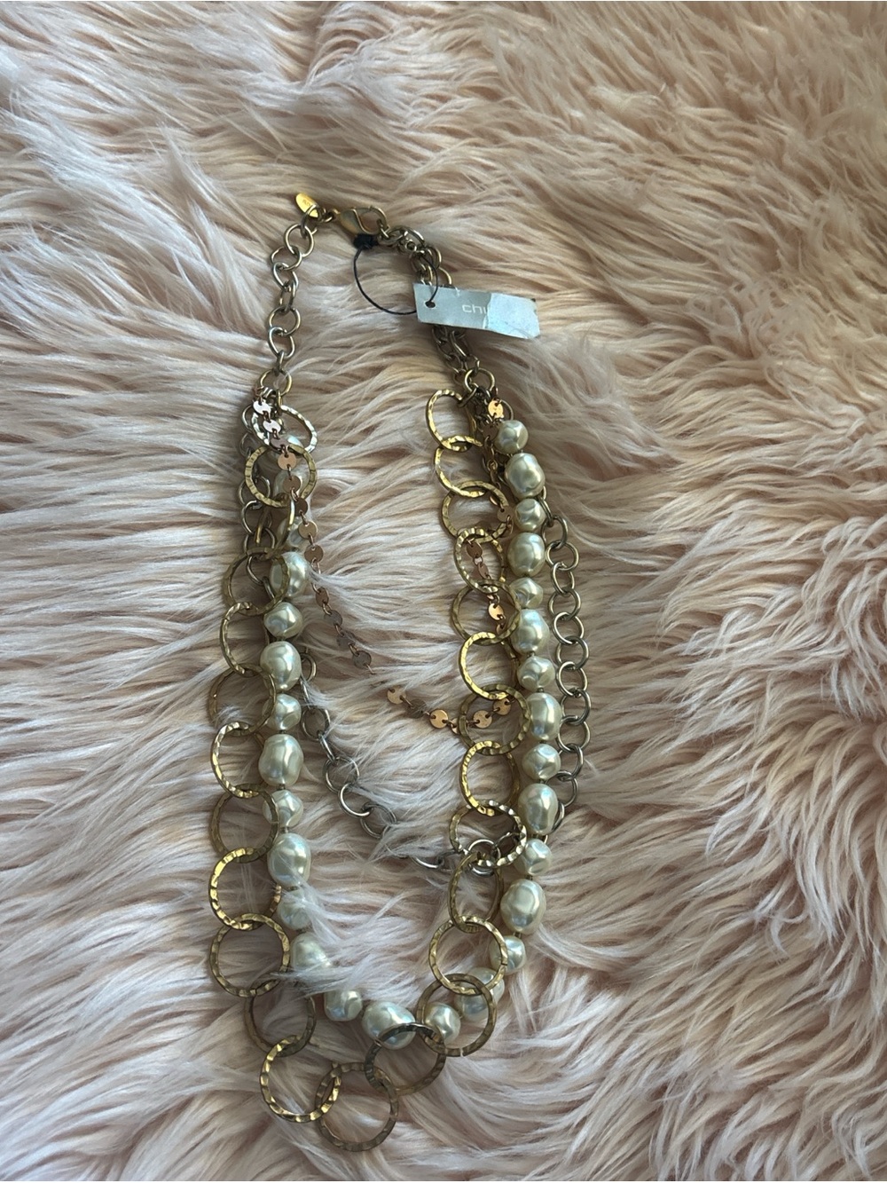 Chico's Gold-Tone Necklace with Pearl Beads